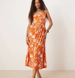 ASOS Design Crinkle Sweetheart Midi Dress