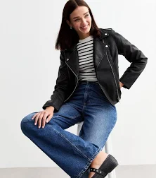 New Look Women's Leather‑Look Biker Jacket