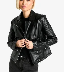 Boohoo Faux‑Leather Biker Jacket