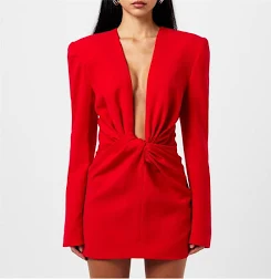 Mônot Deep V Mini Dress