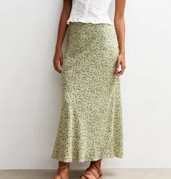 New Look Floral Bias Midi Skirt