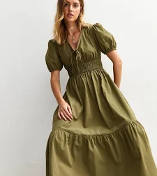 New Look V‑Neck Midi Smock Dress